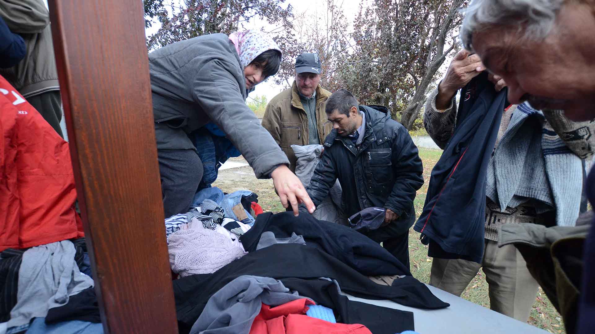 Families receiving warm clothing