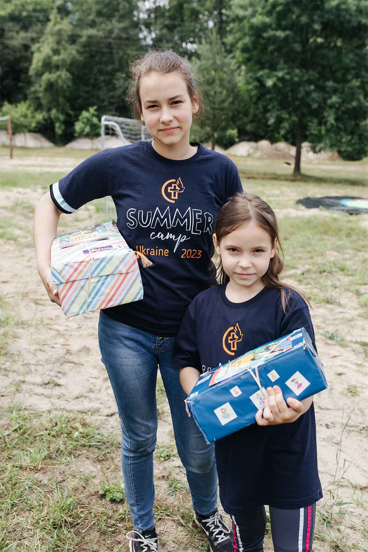 Two sisters at summer camp, Ukraine